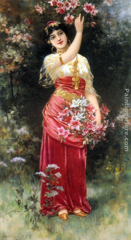 An Oriental flower Girl painting - Eisman Semenowsky An Oriental flower Girl art painting